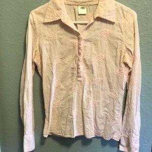 Baby pink embroidered collared blouse